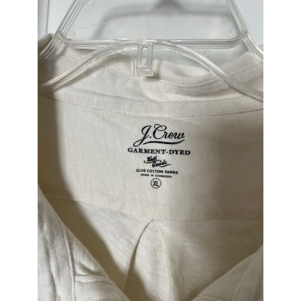 J. Crew Men's Shirt Sz XL Garment-dyed Harbor Knit Ivory Slub Cotton Collared